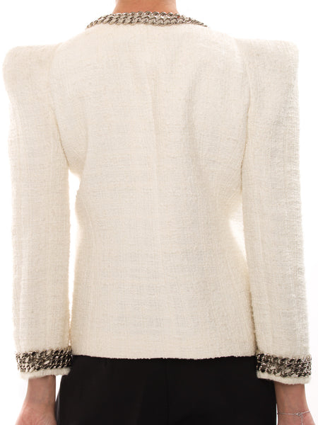 Balmain White Jacket With Chain