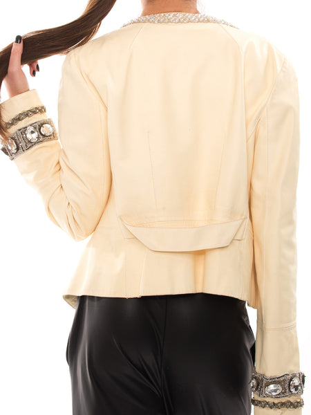 Dolce & Gabbana Leather White Jacket