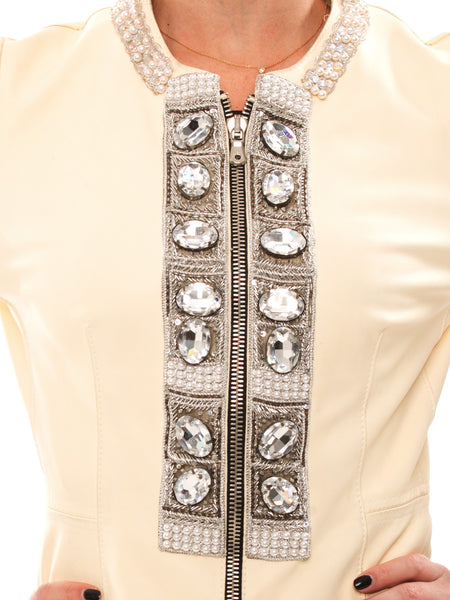 Dolce & Gabbana Leather White Jacket