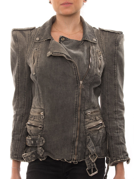 Balmain Grey Biker Jacket
