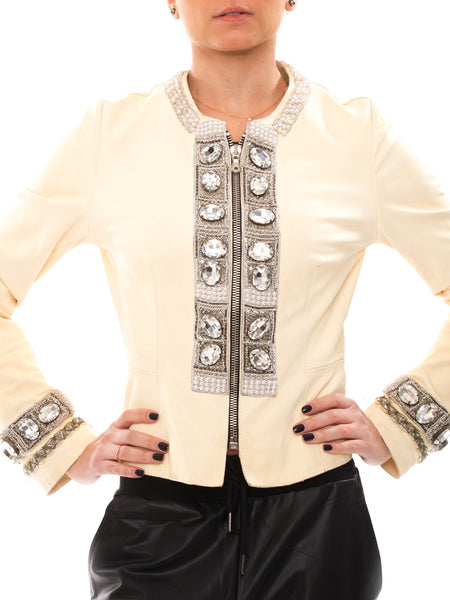 Dolce & Gabbana Leather White Jacket