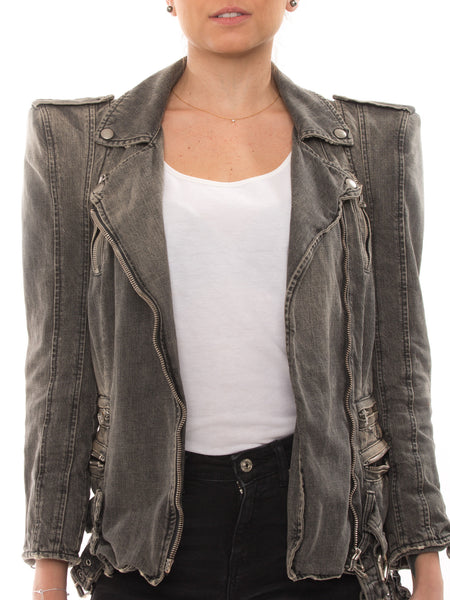 Balmain Grey Biker Jacket