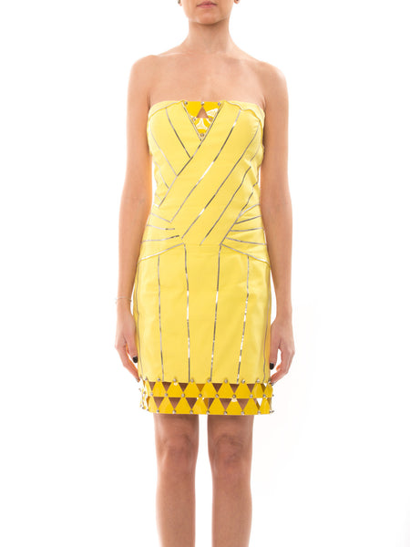 Versace Yellow Leather Dress