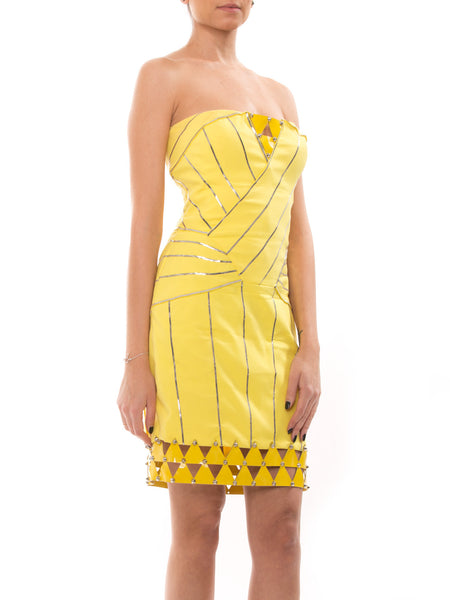Versace Yellow Leather Dress