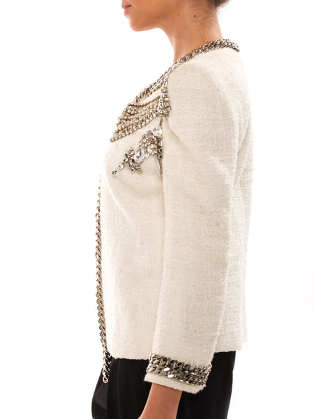 Balmain White Jacket With Chain